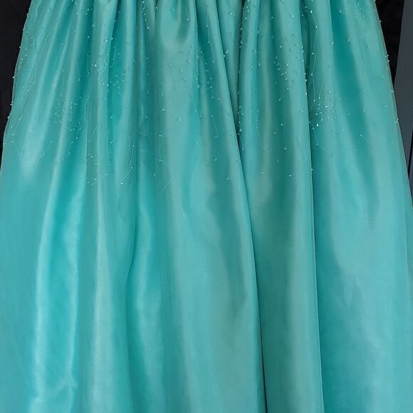 Morgan and Company Teal Strapless Prom Dress - Picture 5 of 15